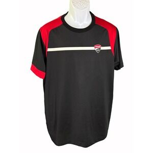 Ducati Corse T-Shirt Mens M Black Red Racing Colorblock Shield Logo Tee
